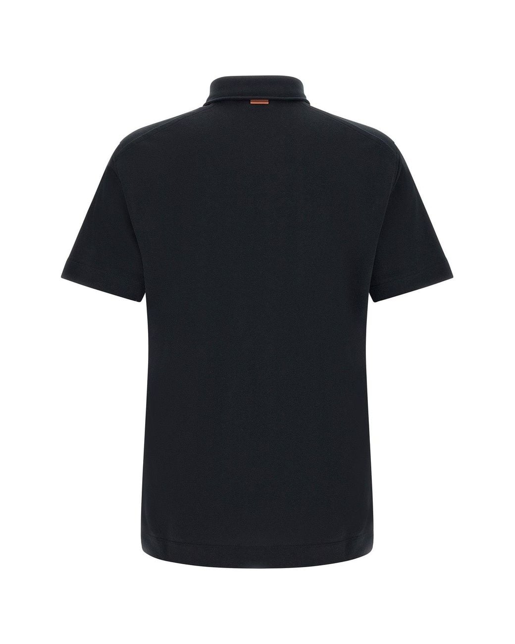 Zegna Black Pure Cotton Piqué Polo With Chest Pocket for men