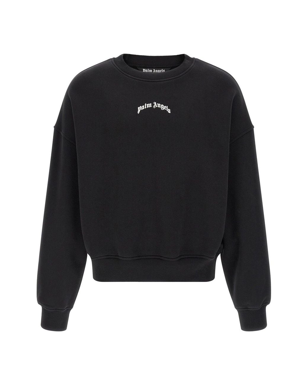 Palm Angels Black Sweatshirt With Curved Logo for men