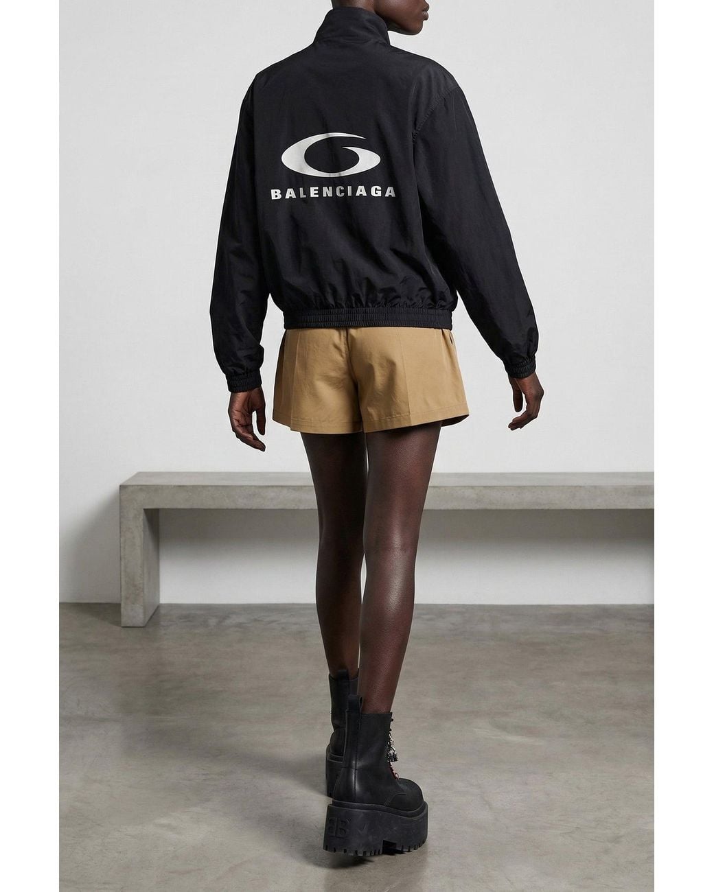 Balenciaga Black Track Jacket With Embroidered Logo