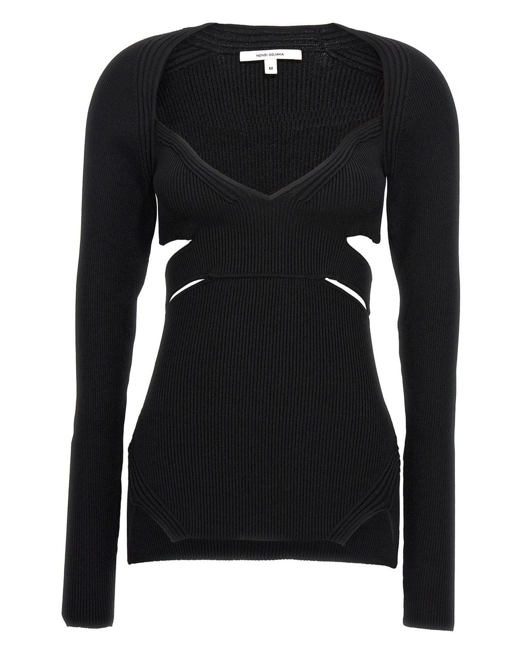Nensi Dojaka Black 'Knit Stretch Cut-Out' Top