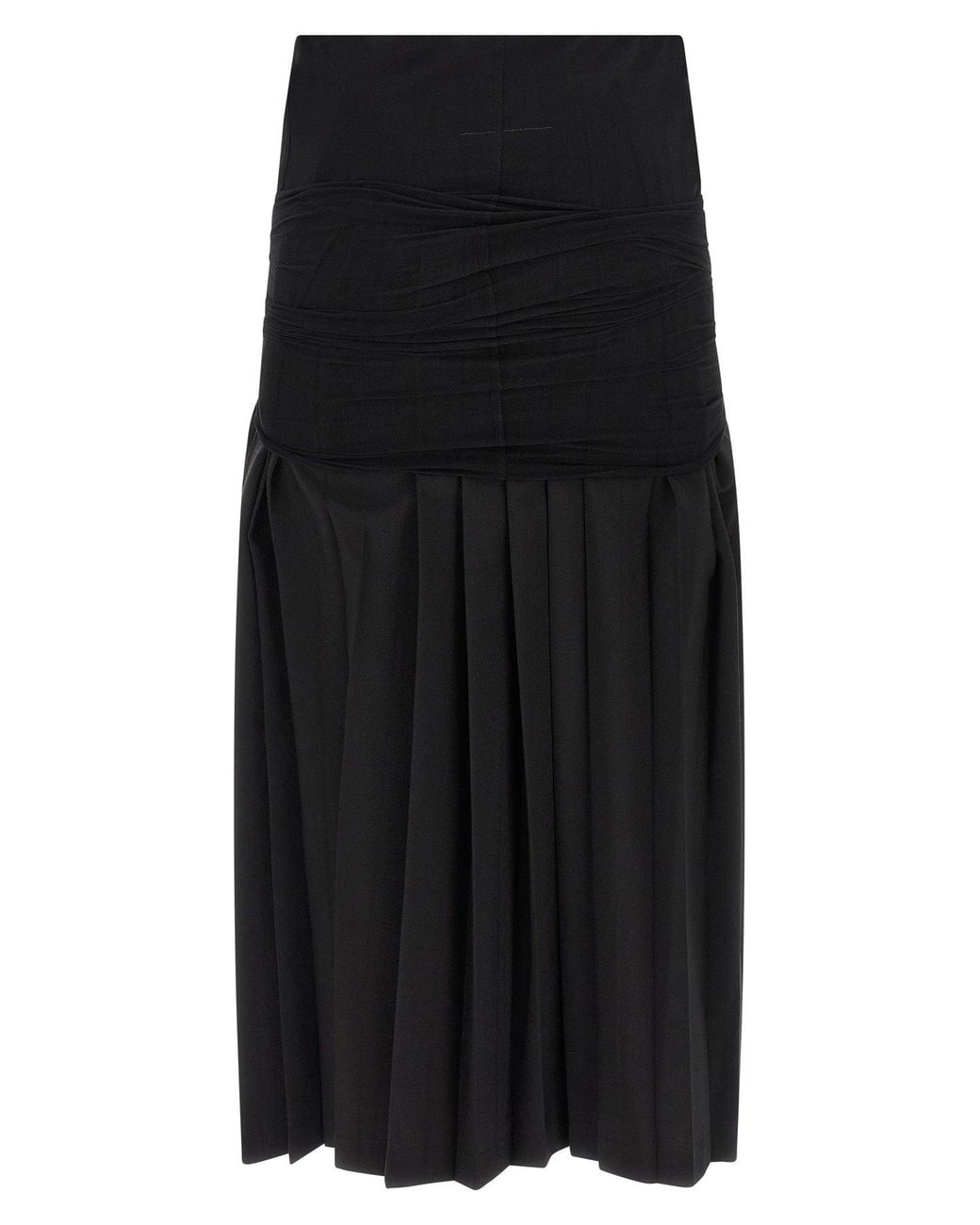 MM6 by Maison Margiela Black Skirt Double-Layer Construction