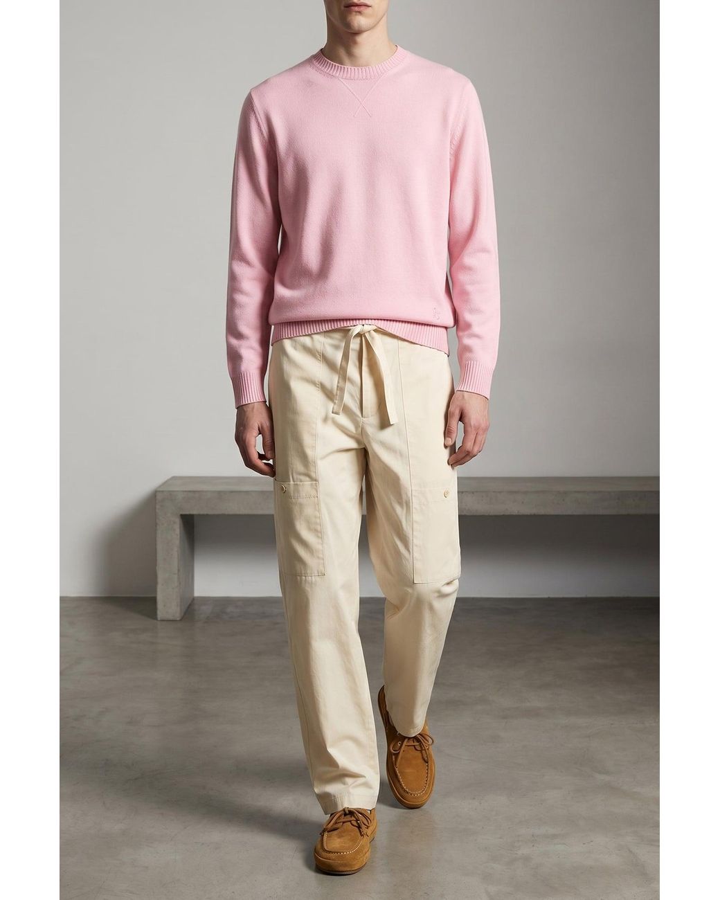 Jil Sander Pink Crewneck Sweater With Embroidered Logo for men