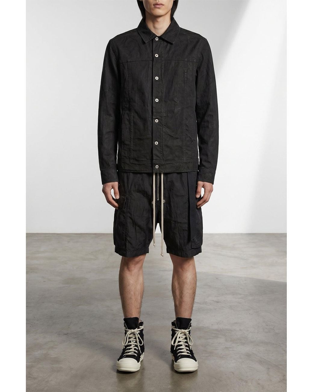 Rick Owens Black Worker Jacket With Metal Hardware for men