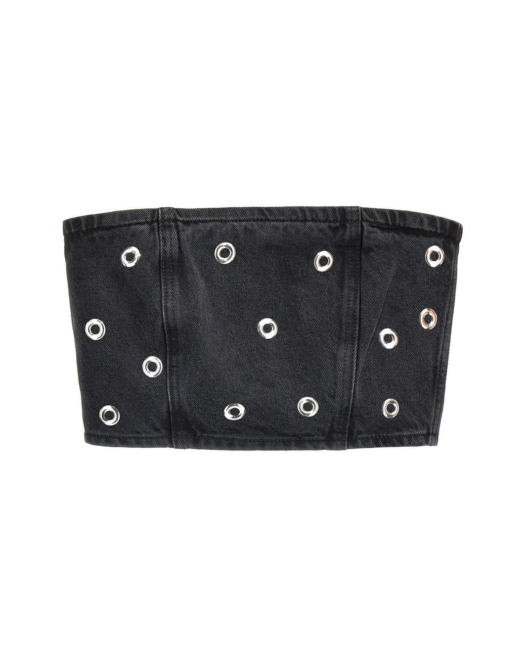 ROTATE BIRGER CHRISTENSEN Black 'studded Denim' Top