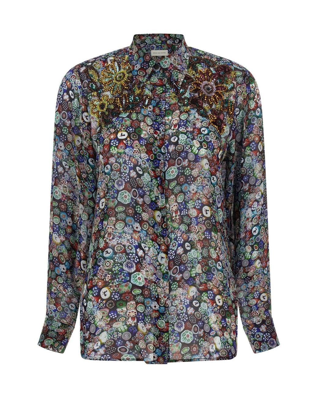 Dries Van Noten Gray The 'Glass Kaleidoscope' Shirt