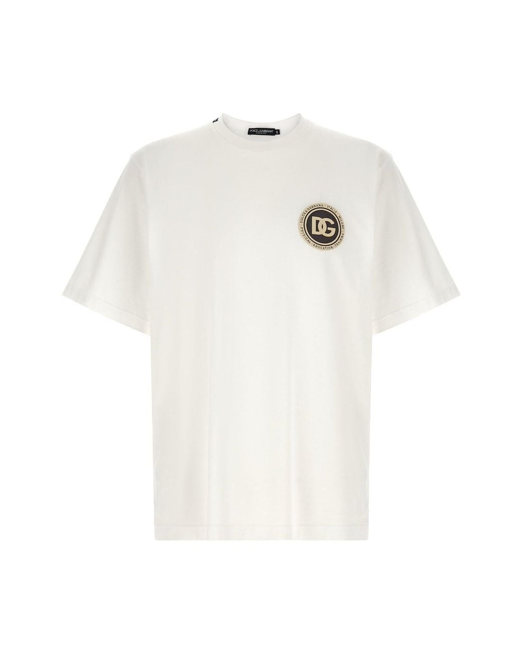 Dolce & Gabbana White T-Shirt With Dg Patch for men