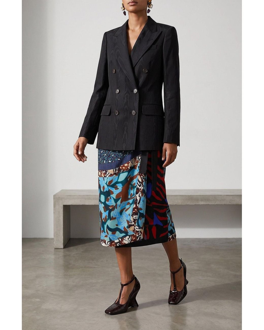 Dries Van Noten Black Barrysta Blazer With Moiré Motif