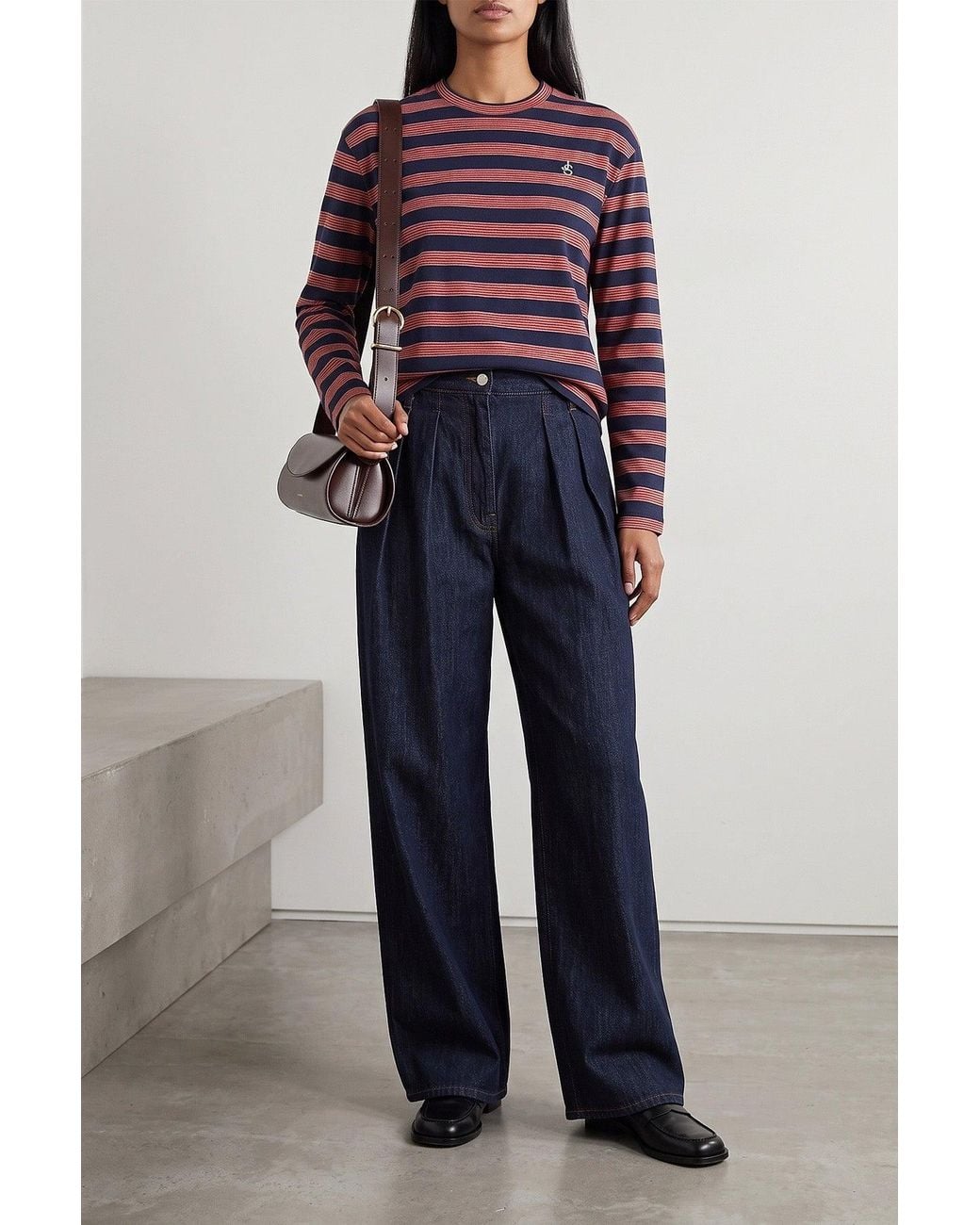 Jil Sander Multicolor Striped T-Shirt With Embroidered Logo