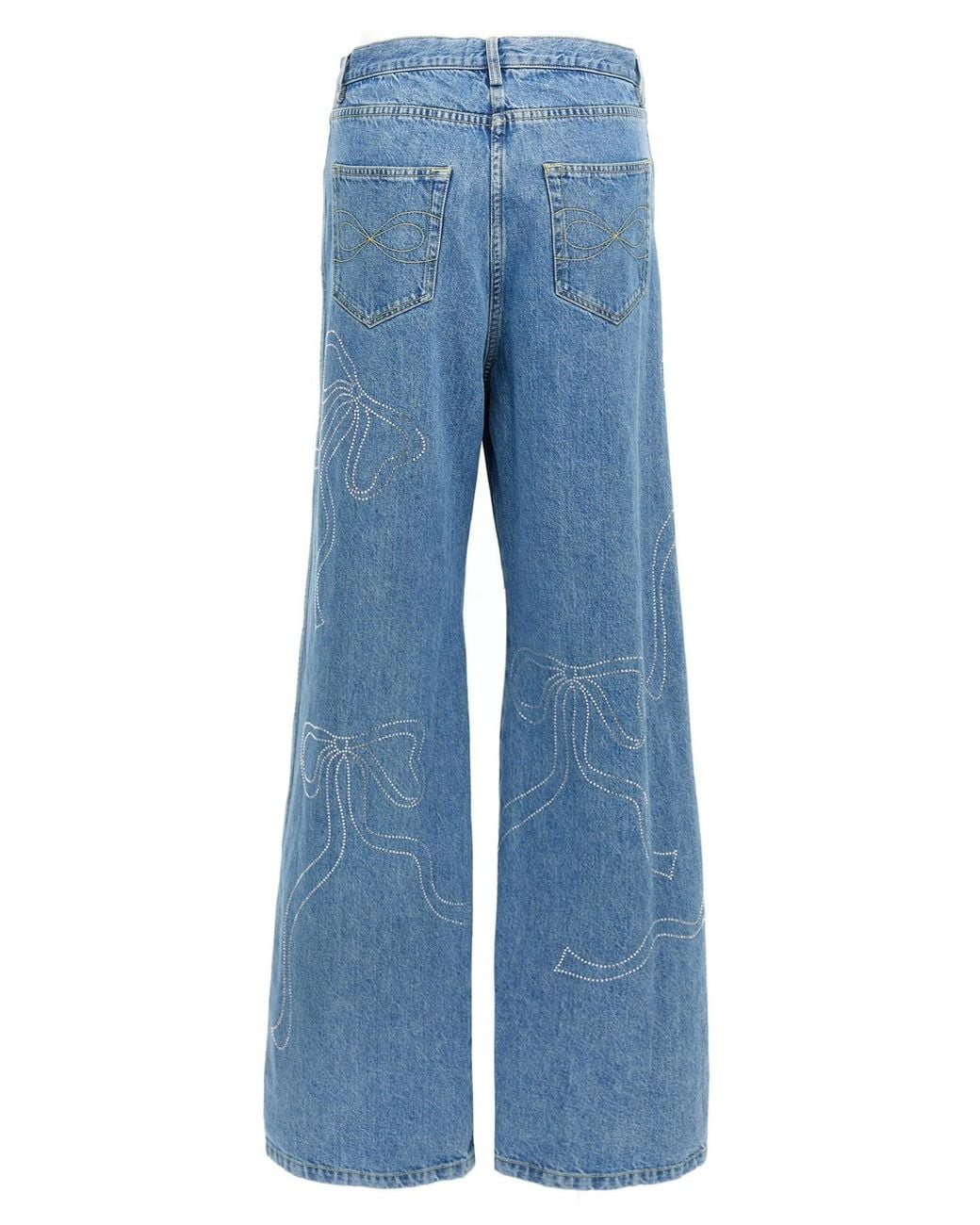 Mach & Mach Blue 'Crystal Ribbon Hot Fix' Jeans