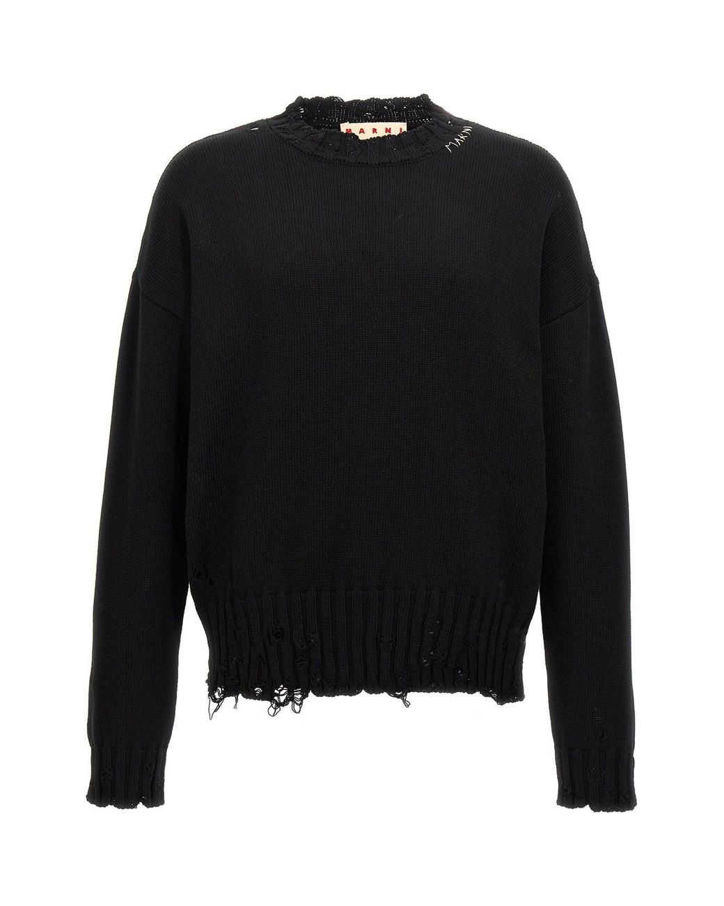 Marni Black Destroyed Effect Sweater for men