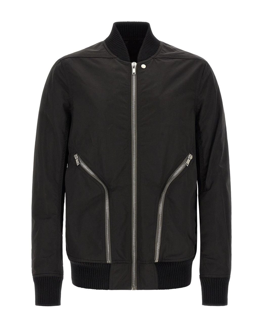 Rick Owens Black Bomber With Diagonal Zips for men