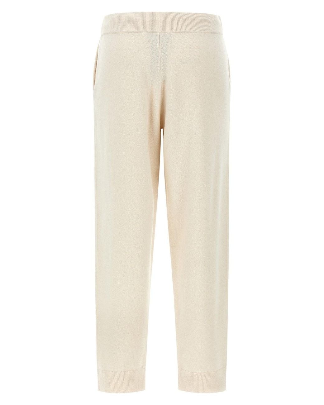 Yves Salomon Natural Wool And Cashmere Knit Trousers