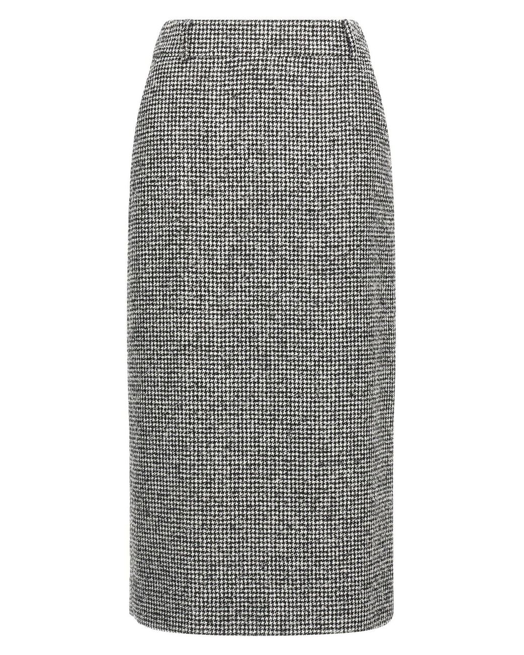 Ermanno Scervino Gray Houndstooth Sheath Longuette Skirt With Back Split