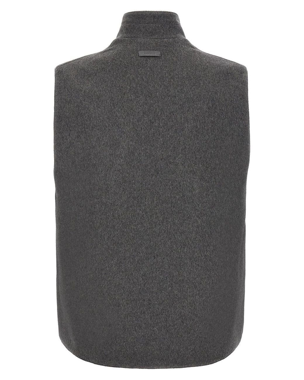 Lardini Gray Wool Blend Gilet With Knit Collar for men