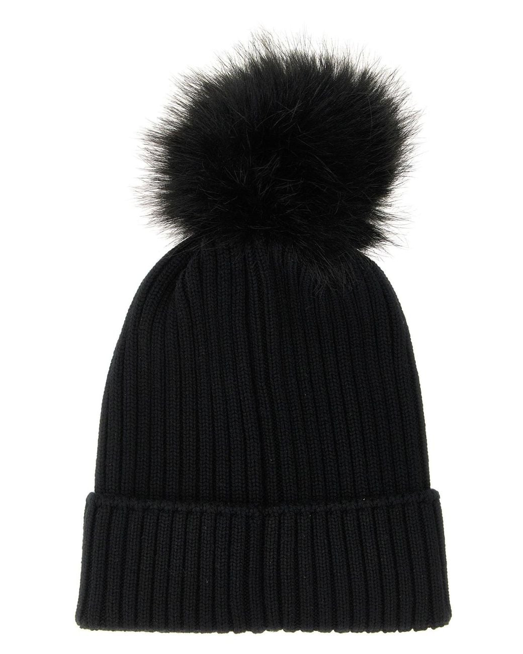 Moncler Black Ribbed Knit Hat