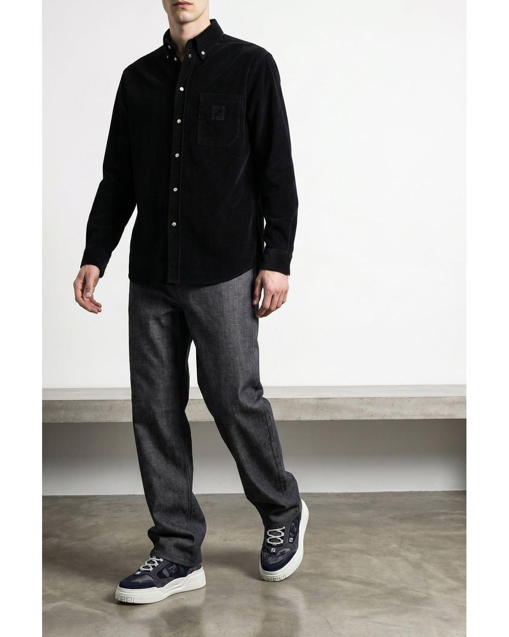 Fendi Blue Sneaker With Chunky Embossed Sole for men