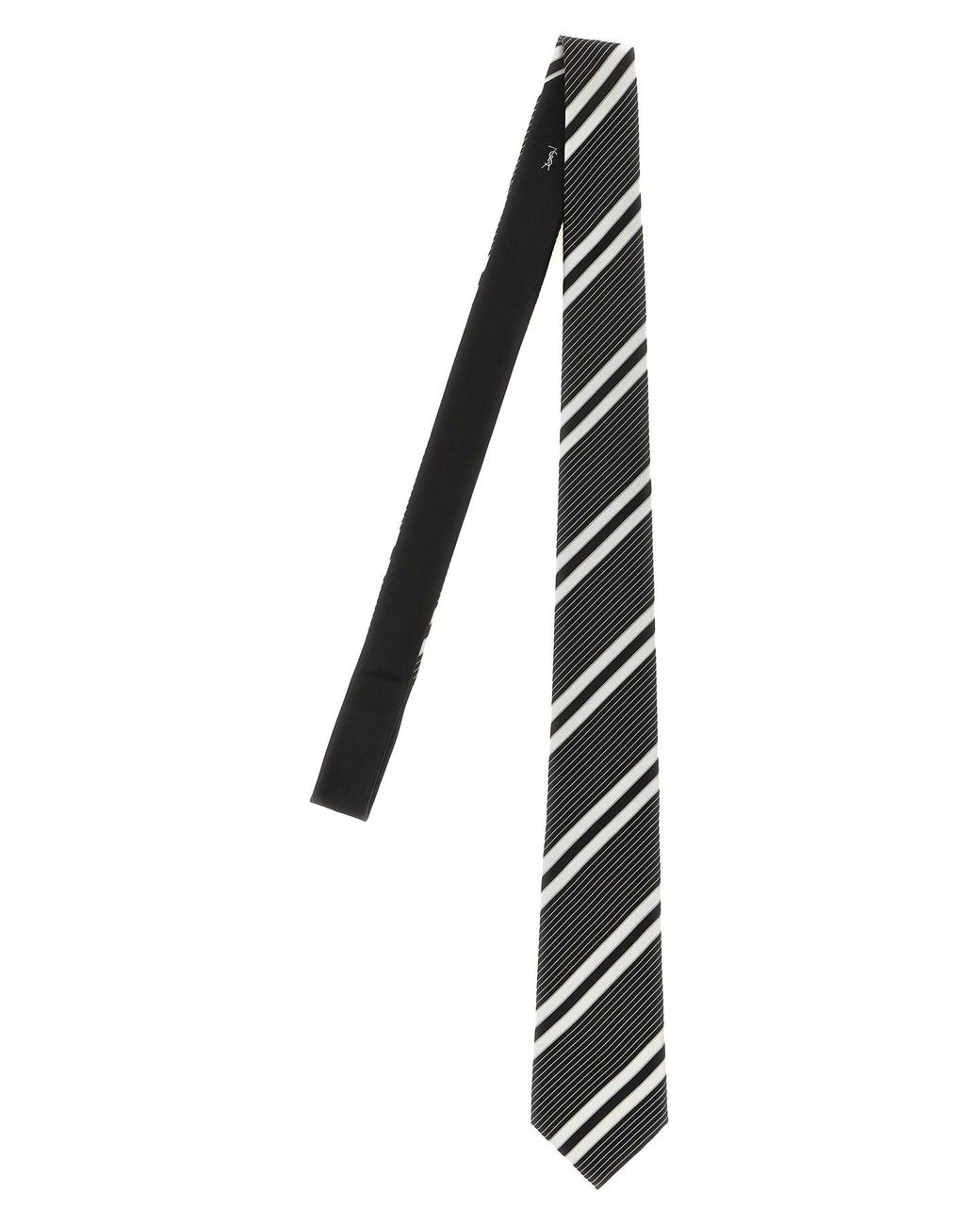 Saint Laurent Black Jacquard Diagonal Striped Tie for men