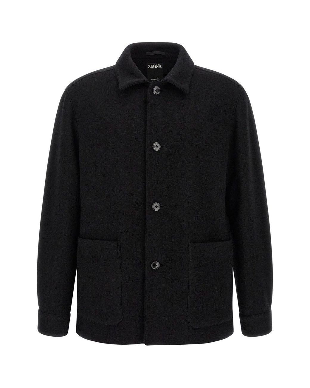 Zegna Black Wool And Cashmere Jersey Overshirt for men