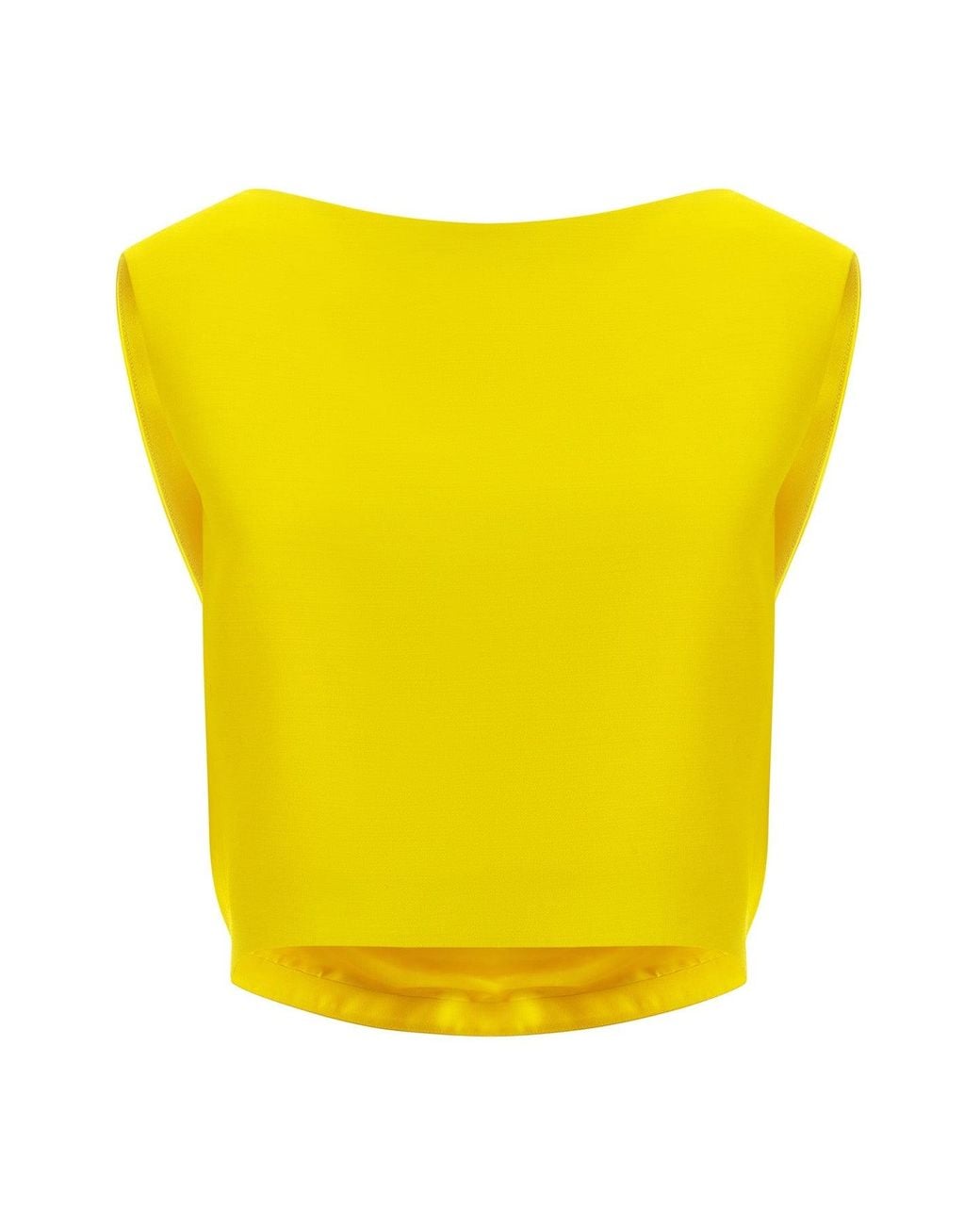 Balenciaga Yellow Sculptural Draped Cropped Top