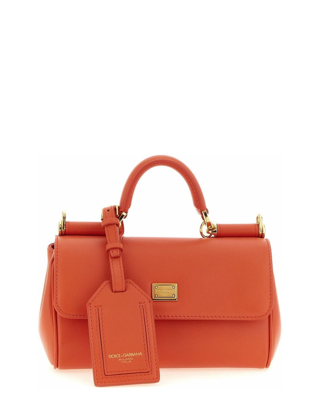 Dolce & Gabbana Red Handbag With Logo Plaque