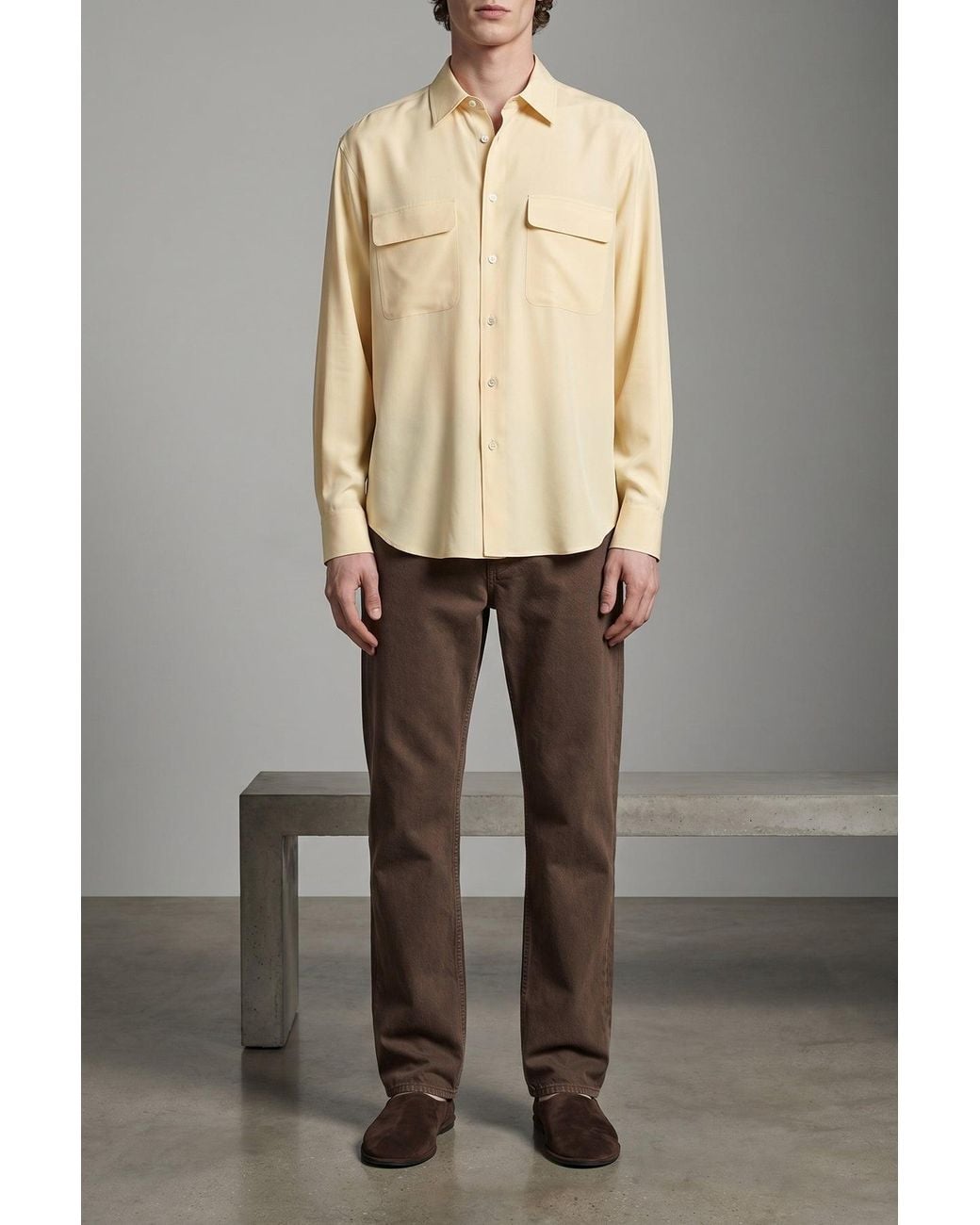 The Row Natural Silk Shirt With Flap Pockets for men
