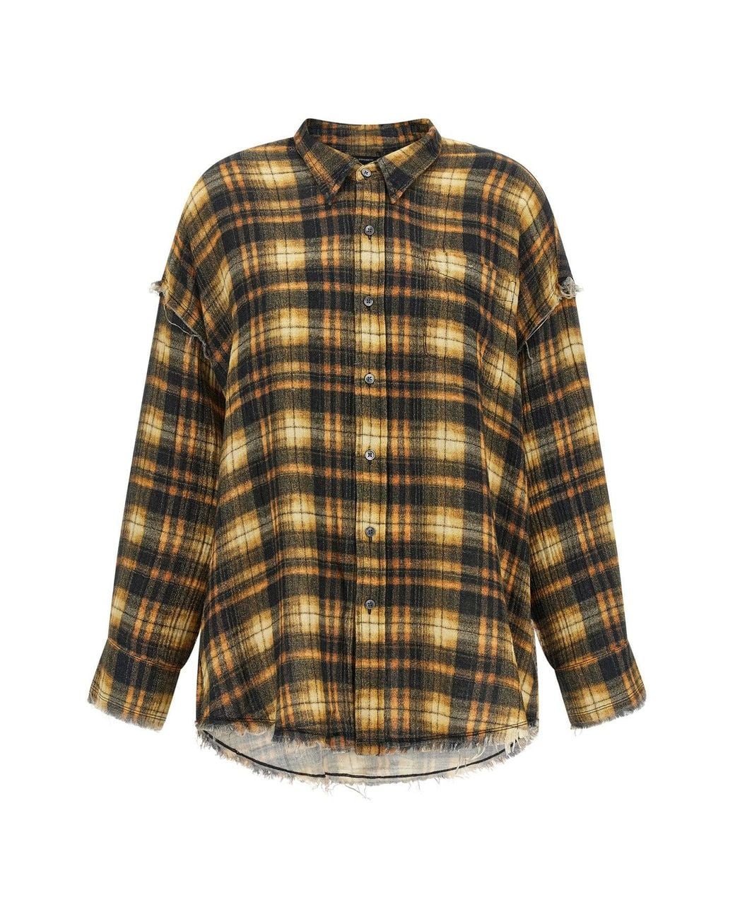 R13 Brown Shirt With Shredded Details