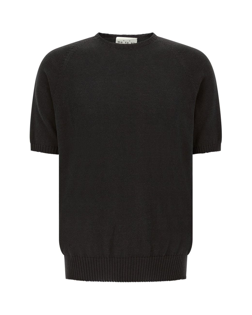Ma'ry'ya Black Short-Sleeved Sweater With Raglan Sleeves for men