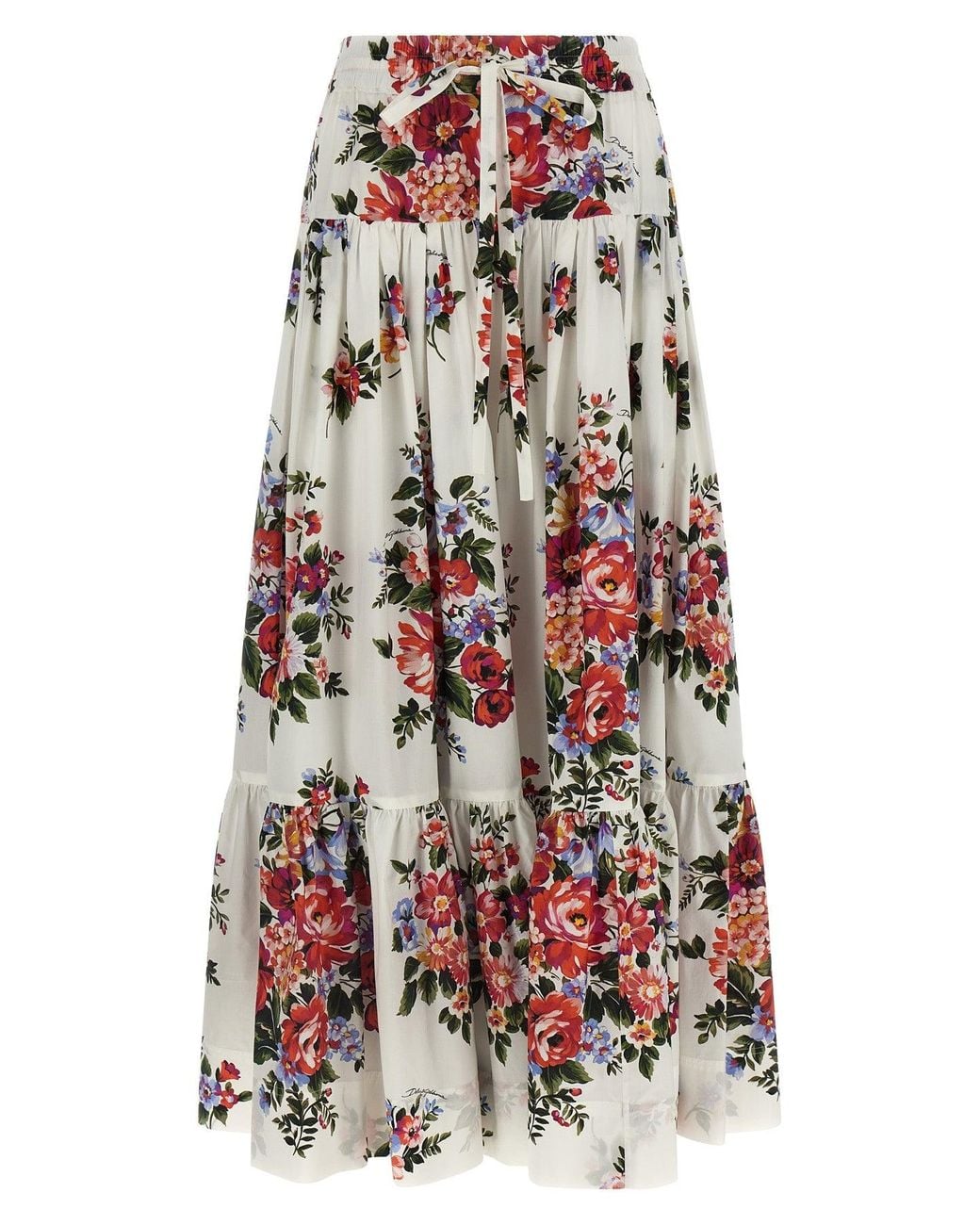 Dolce & Gabbana White Maxi Skirt With Tiered Construction