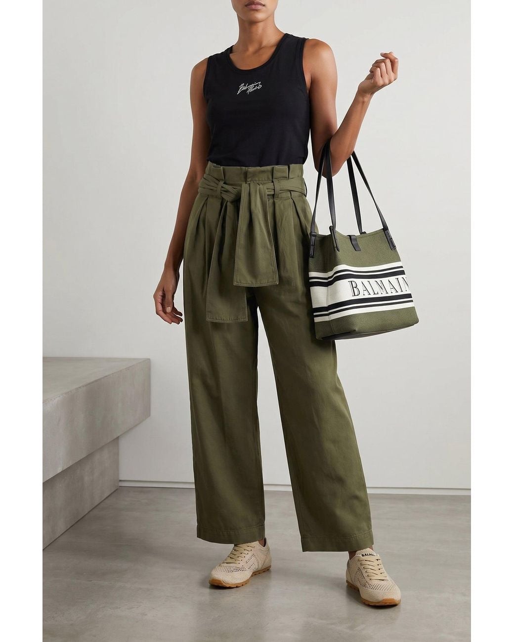 Balmain Black Tote Bag With Embroidered Logo
