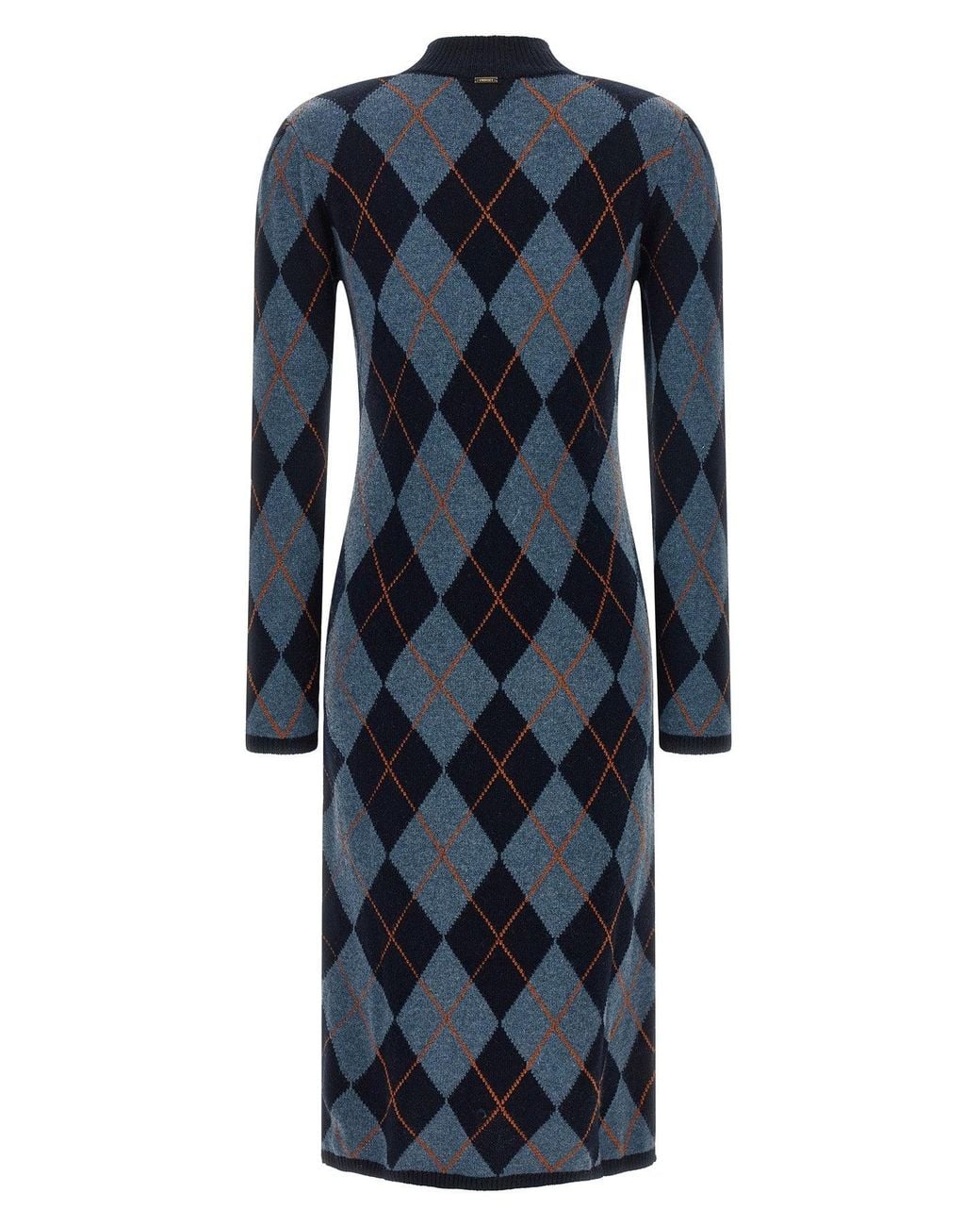 Twinset Blue Argyle Jacquard Knit Dress