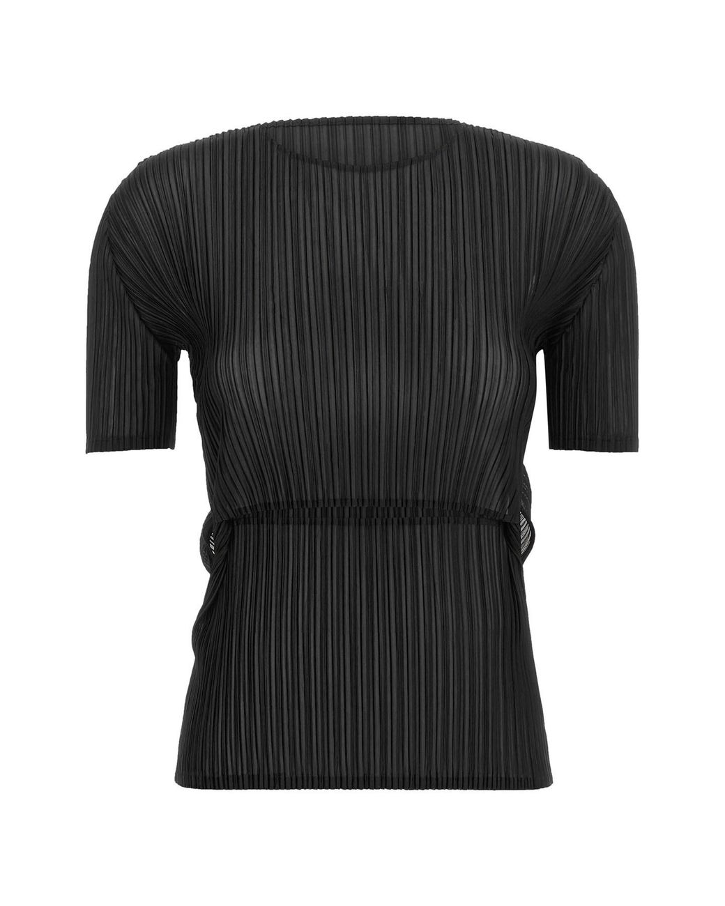 Issey Miyake Black 'sheer Slit Pleats' Top