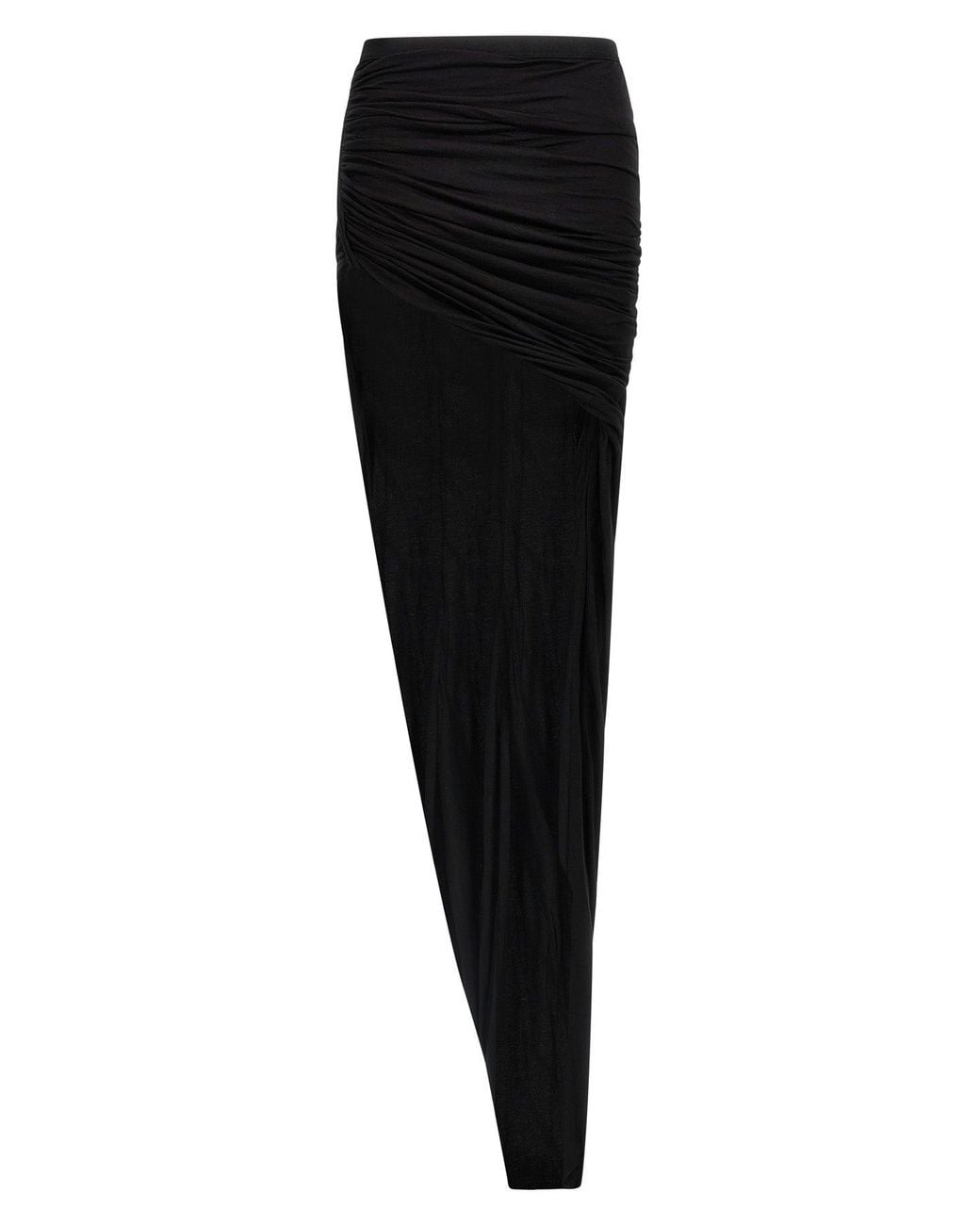 Rick Owens Black Asymmetric Draped Maxi Skirt