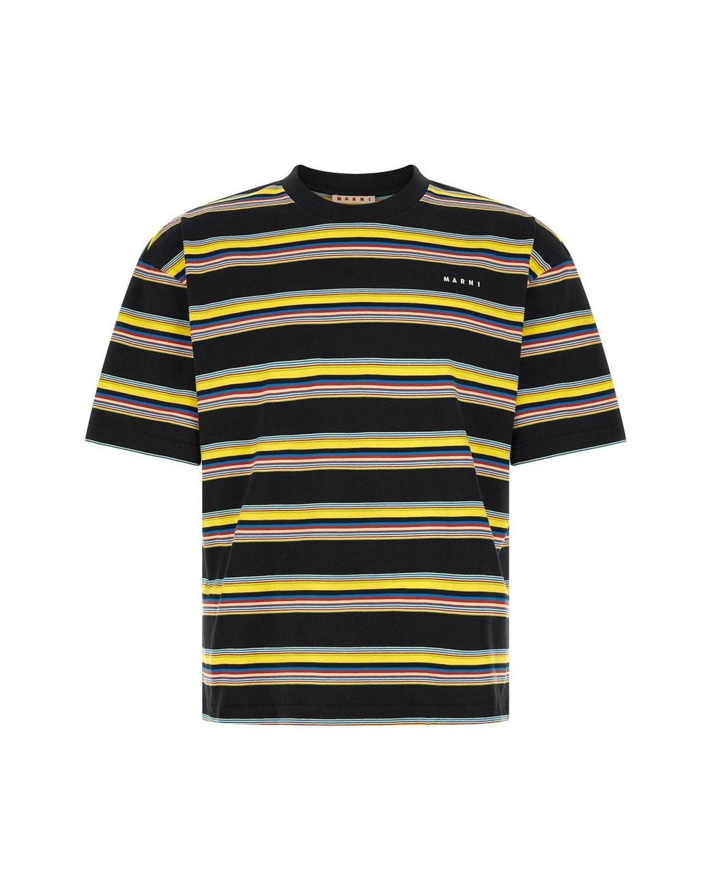 Marni Black Striped Cotton T-Shirt for men