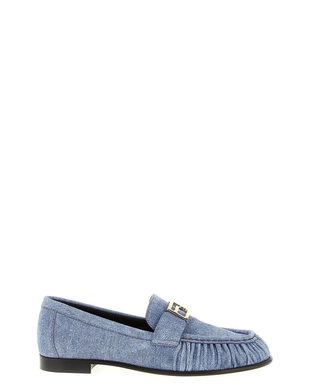 Fendi Blue 'baguette' Loafers