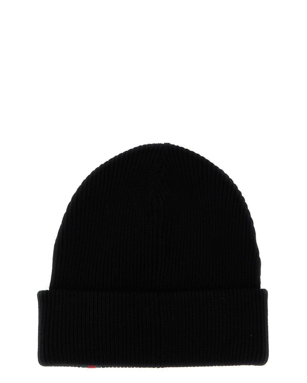 Gucci Black Ribbed 'Web' Beanie for men