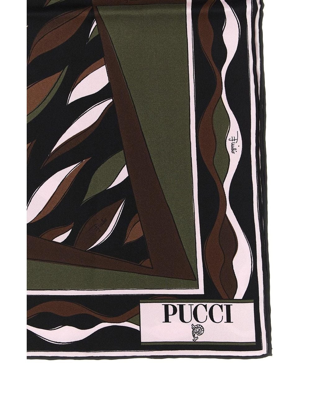 Emilio Pucci Black Carré 'Fiamme' And 'Nawaho' Print