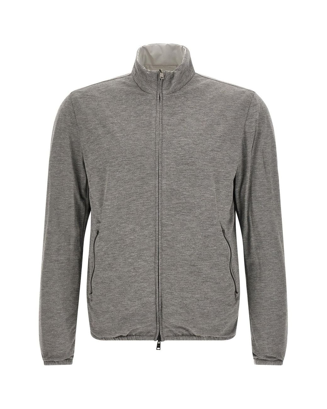 Herno Gray Reversible Bomber Jacket With Stand Collar for men