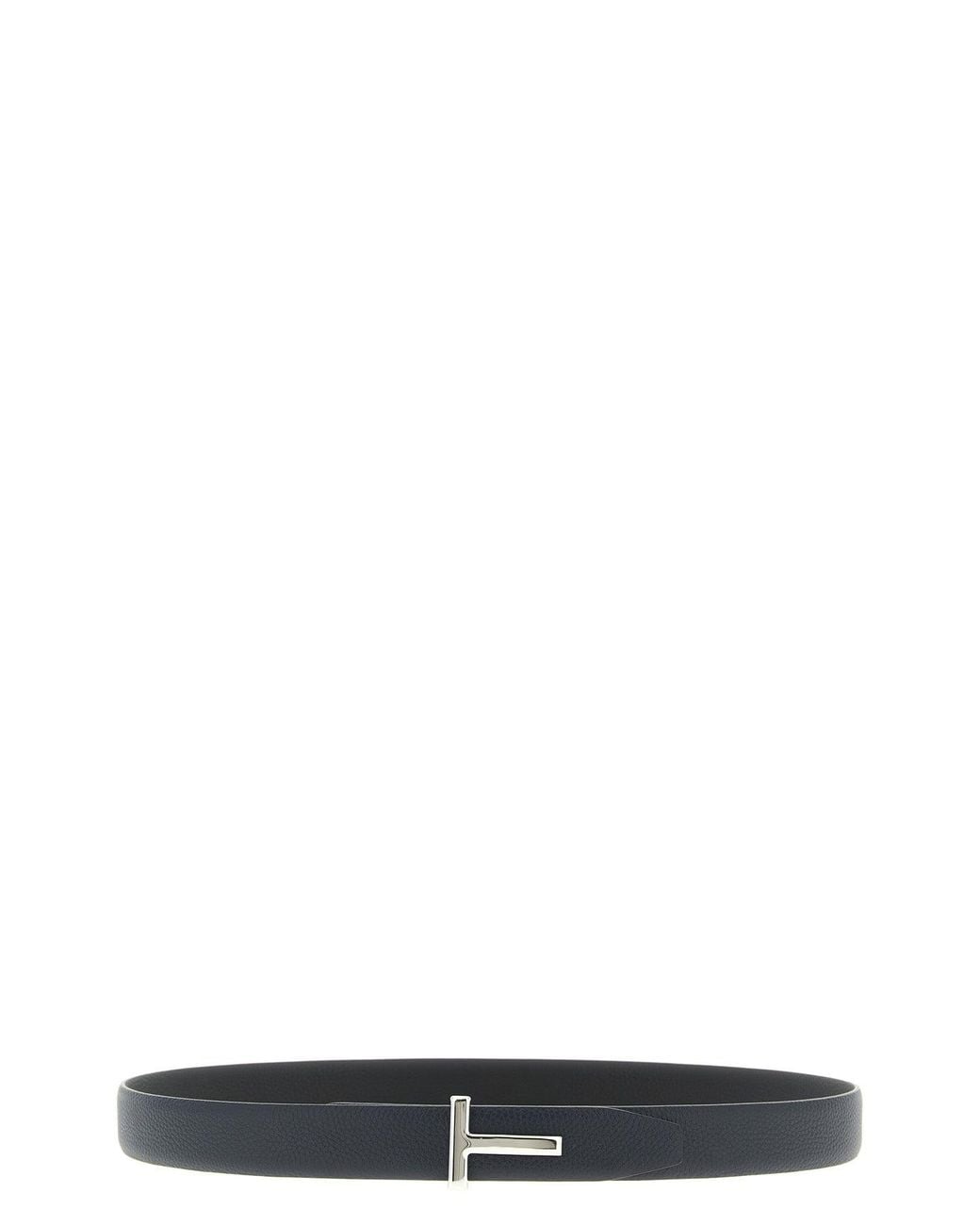 Tom Ford Black Grained Leather T-Buckle Belt for men