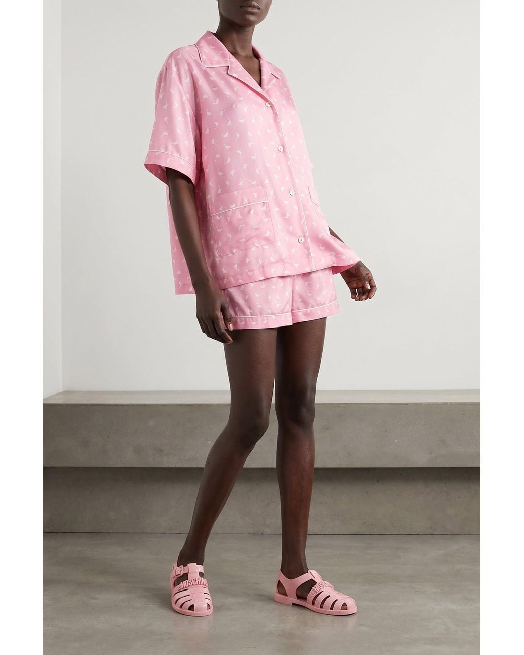 Moschino Pink Silk Shirt With Contrast Piping