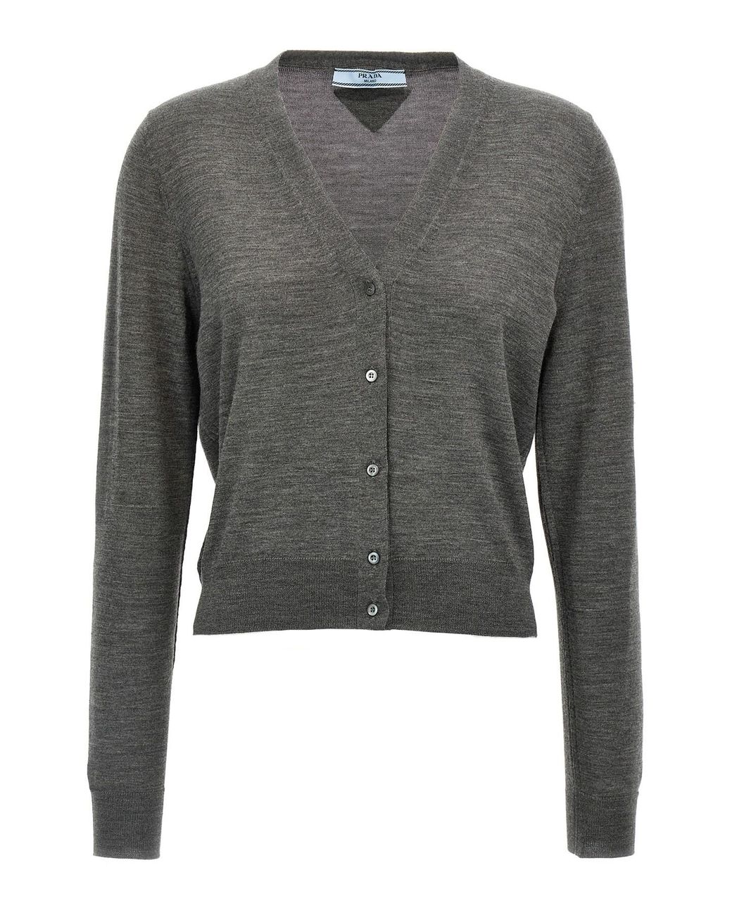 Prada Gray Virgin Wool Cardigan