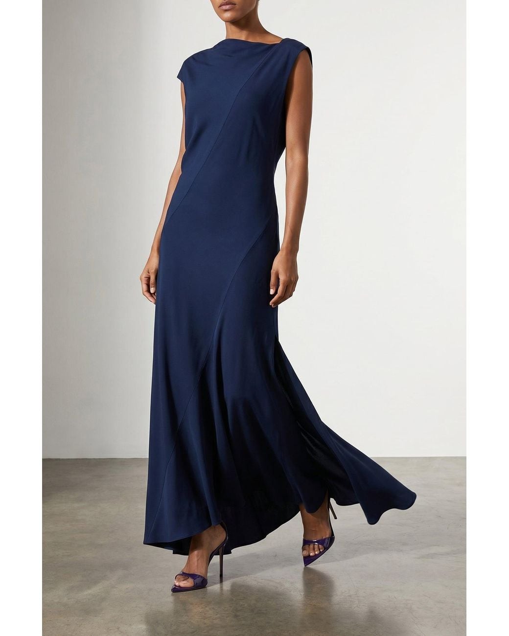 Alberta Ferretti Blue Draped Asymmetrical Dress