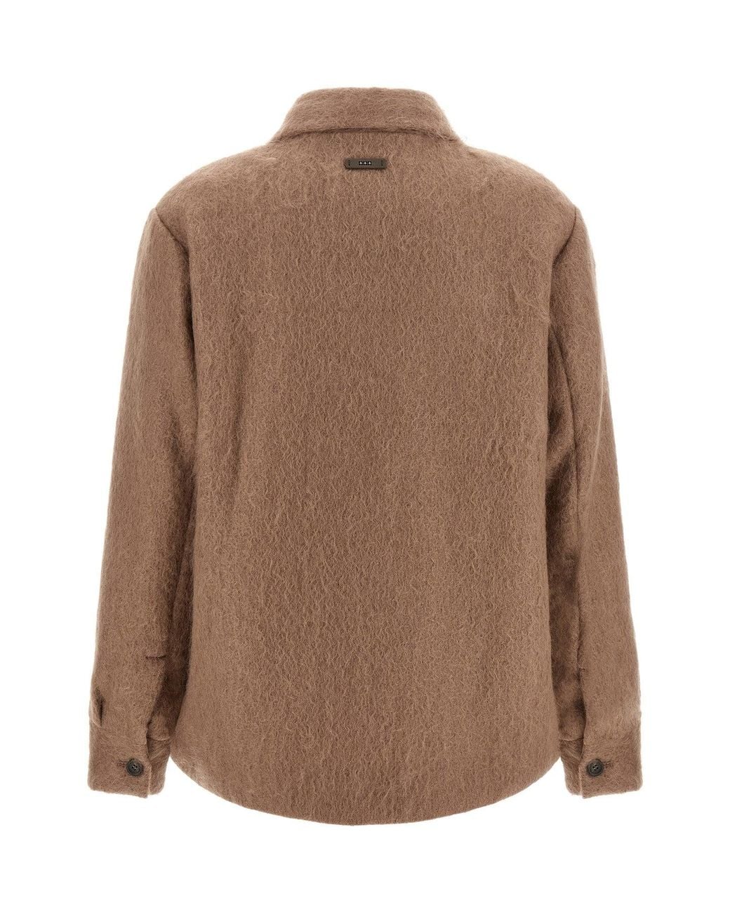 Peserico Brown Overshirt Jacket With Bouclé Finish