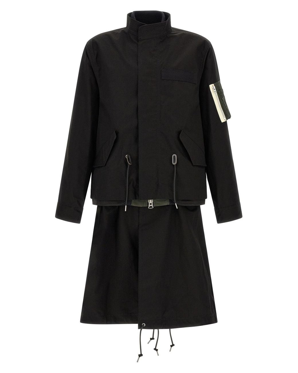 Sacai Black 'Nylon Twill X Rip Stop' Coat for men