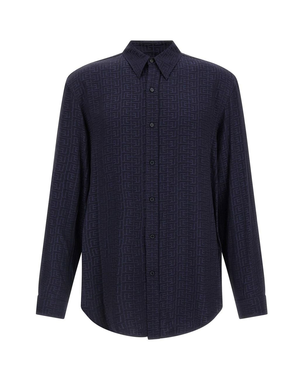 Balmain Blue Shirt With Labyrinth Monogram Jacquard for men