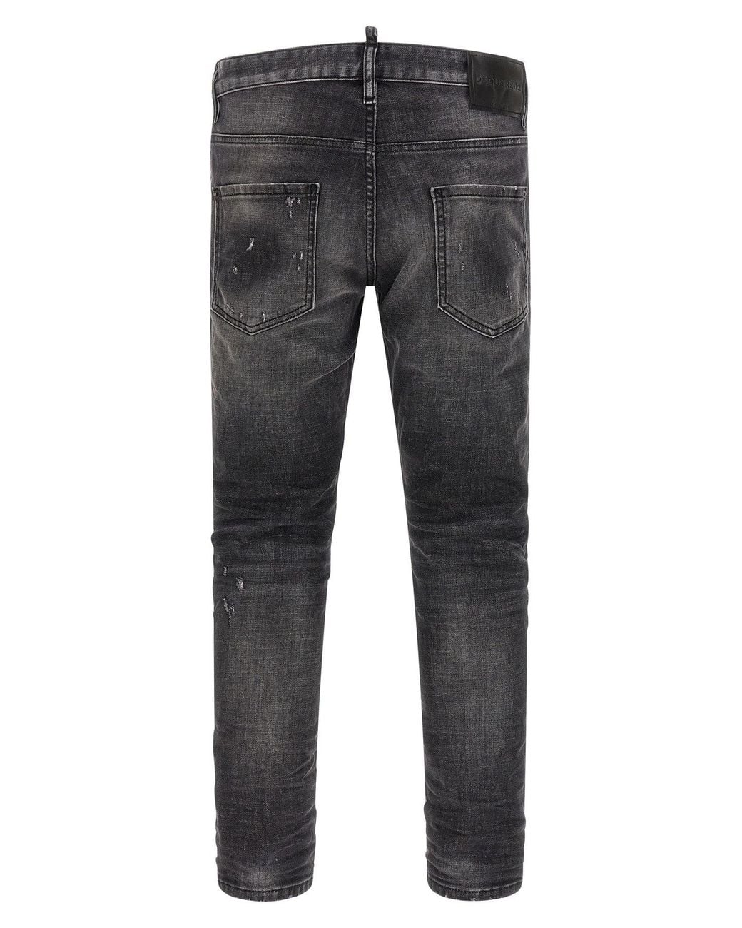 DSquared² Gray Skater Jeans With Distressed Details for men