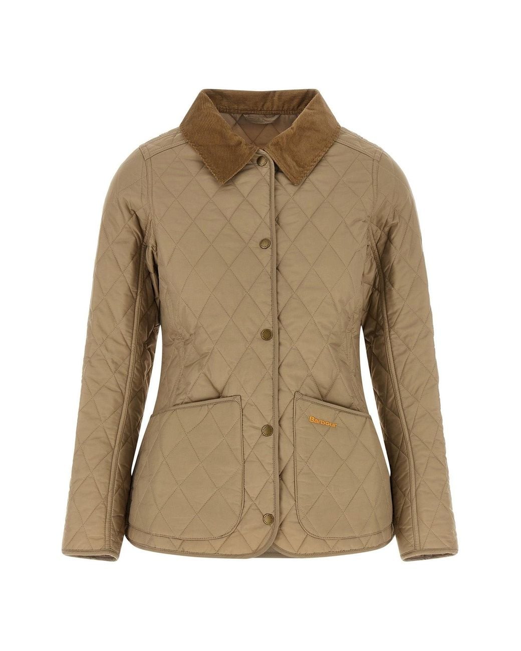 Barbour Natural Quilted Jacket With Corduroy Collar