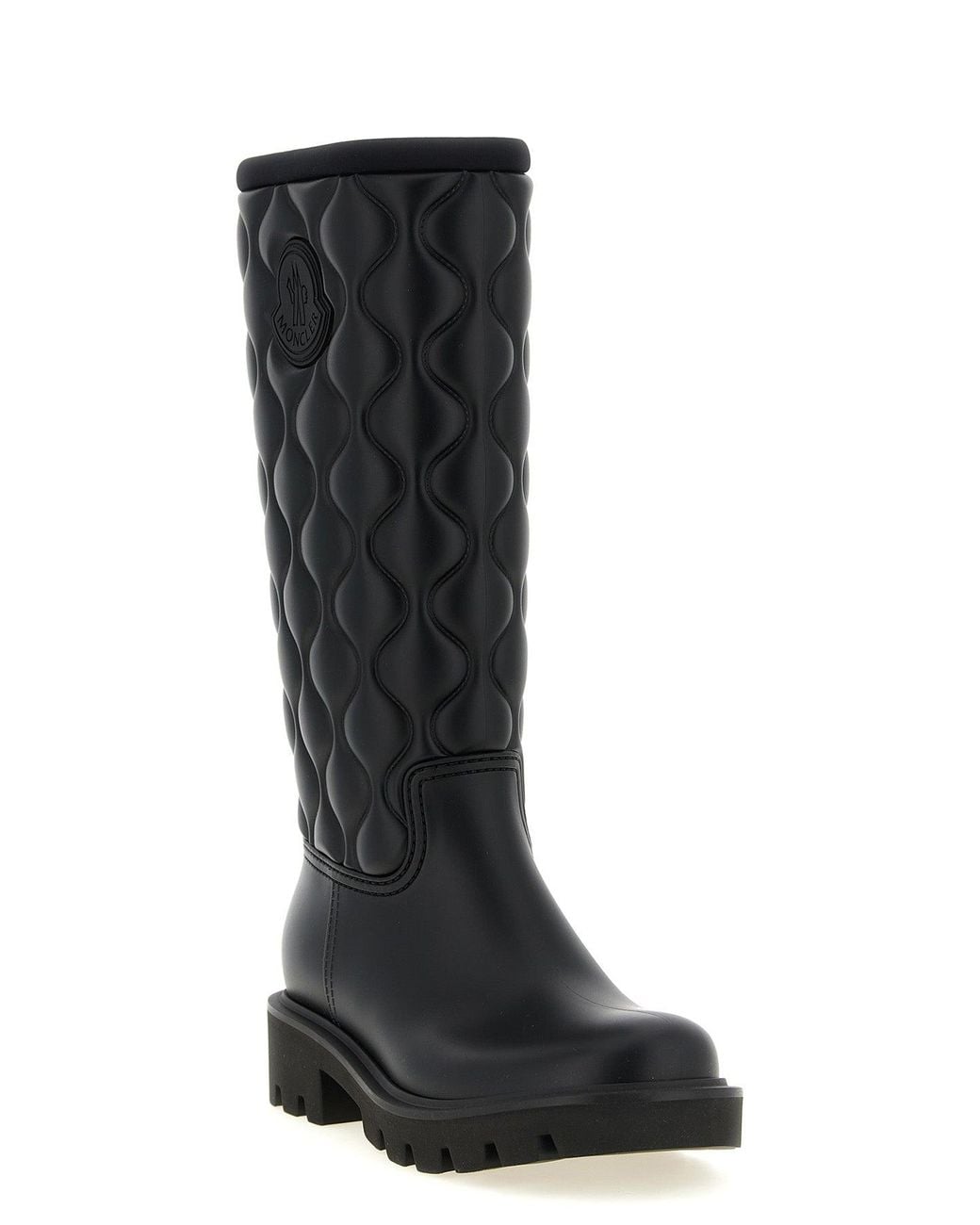 Moncler Black Knee-High Boots With Quilted Effect