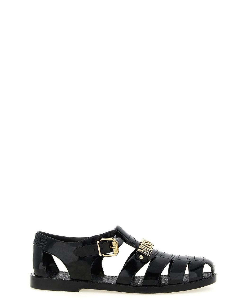 Moschino Black Jelly Sandals With Lettering Logo for men