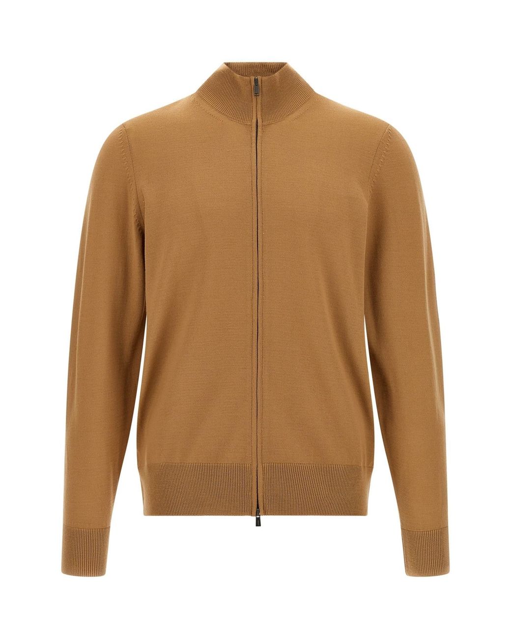 Boss Brown Shaved Knit Cardigan for men