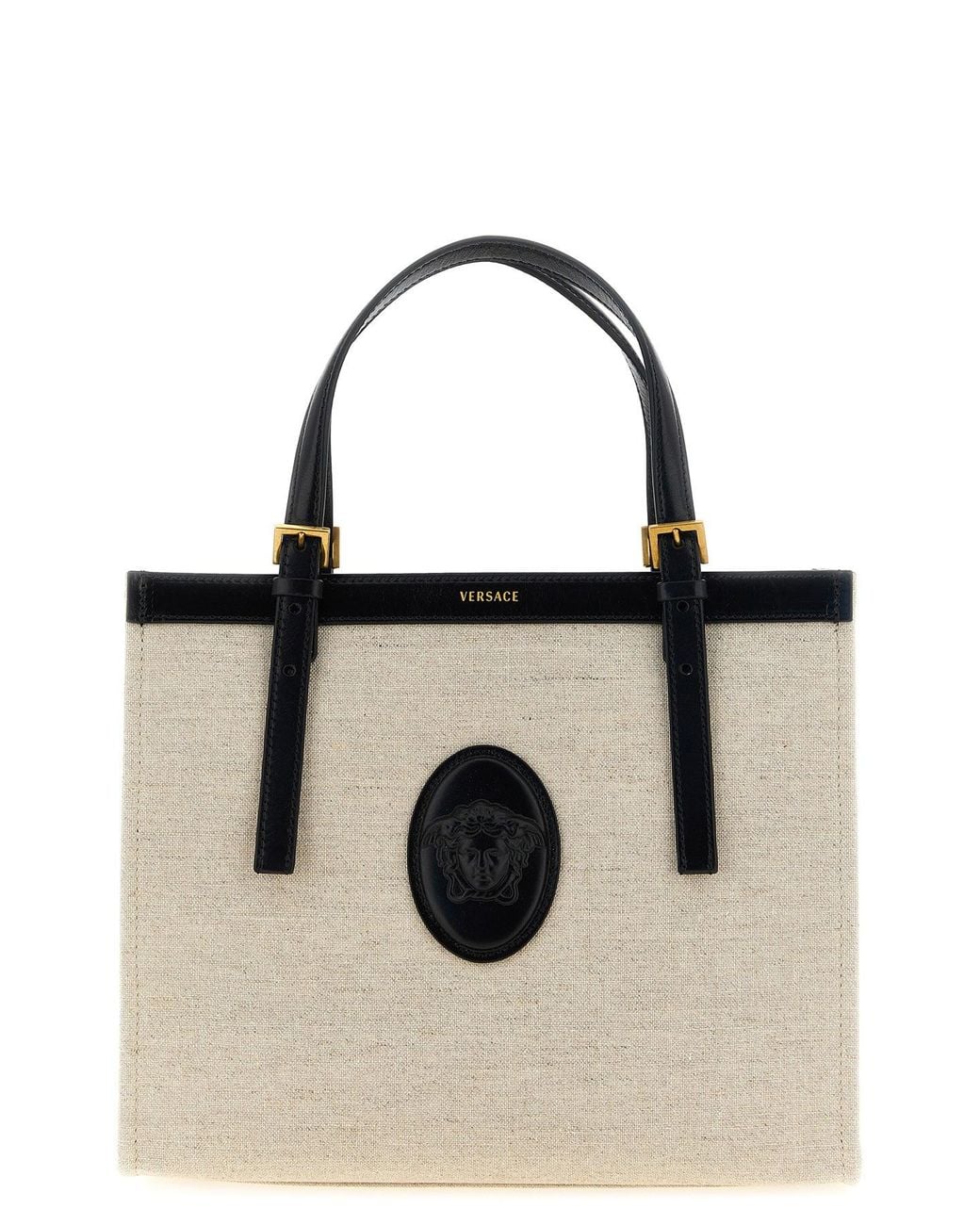 Versace Black Tote Bag With Medusa Patch